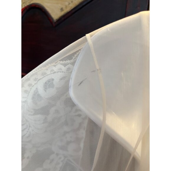 Vtg Shadow Line Nylon Ivory White Lace Maxi Intimate Sheer Slip Dress & Robe PS - Picture 13 of 16